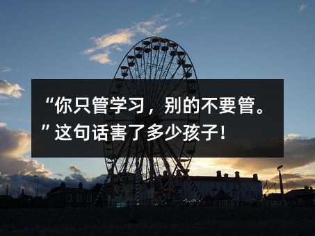 “你只管学习,别的不要管。”这句话害了多少孩子!