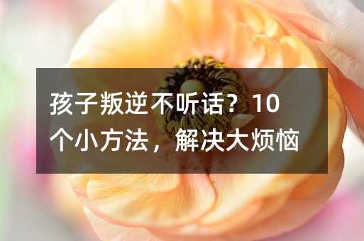 孩子叛逆不听话?10个小方法,解决大烦恼!
