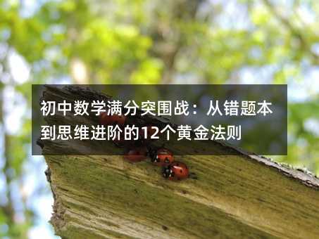 初中数学满分突围战:从错题本到思维进阶的12个黄金法则