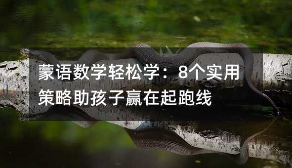 蒙语数学轻松学:8个实用策略助孩子赢在起跑线