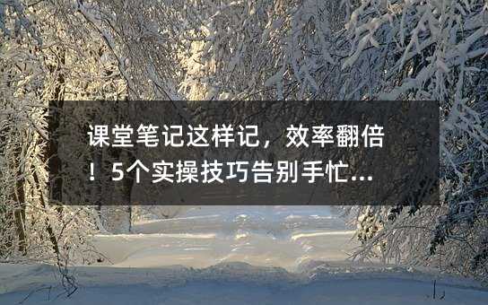 课堂笔记这样记,效率翻倍!5个实操技巧告别手忙脚乱